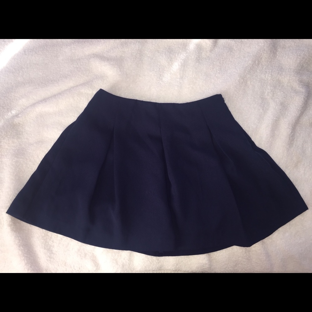 Forever 21 Solid Pleated Mini Blue Skirt